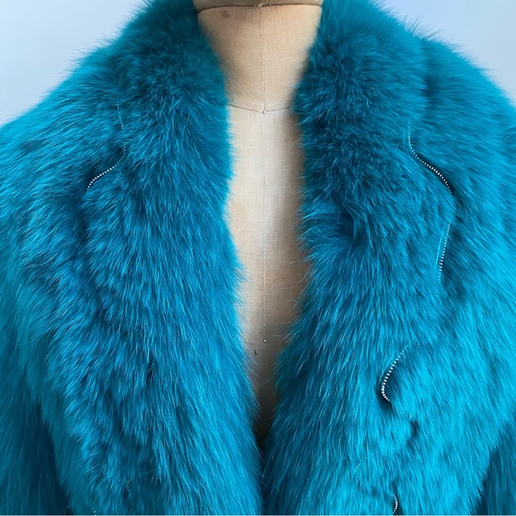 90s VTG ROBERTO CAVALLI Dyed Arctic Fox Fur w/Leather Zipper Detail RUNWAY - Picture 7 of 13